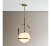 mayetta opal glass shade pendant ceiling light in antique brass