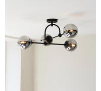 mayetta smoked mirror glass semi-flush ceiling light in black