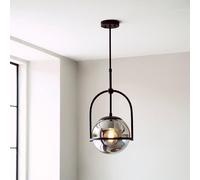 mayetta smoked mirrored glass pendant ceiling light in black