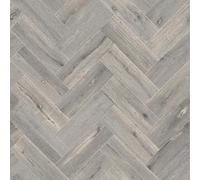 Mayfair 109M Grey Wood Herringbone Effect Turbo Vinyl Flooring | - 4m x 5.5m (13ft1" x 18ft)