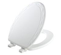 Mayfair 134ECA 000 Sculptured Ivy Toilet Seat Will Never Loosen and Easily Remove, White, Elongated