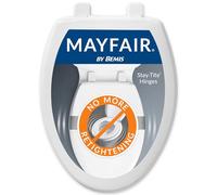 Mayfair 18100SL 000 Collins Slow Close Plastic Toilet Seat That Will Never Loosen, with Super Grip Bumpers, Elongated, Long Lasting Solid Plastic, White