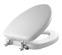 Mayfair 1815CP 000 Soft Toilet seat with high Quality Chrome Never Loosen, White, 1 Pack Elongated-Premium Hinge