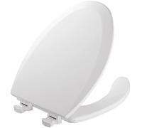 MAYFAIR 18440EC 000 Open Front Toilet Seat Will Never Loosen and Easily Remove, Elongated, Durable Enameled Wood, White