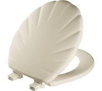 Mayfair 22ECA 006 Sculptured Shell Toilet Seat Will Never Loosen and Easily Remove, Bone, Round