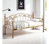 Mayfair Antique Brass Effect Metal Single Day Bed Frame OAT Home Bronze Single