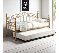 Mayfair Antique Brass Effect Metal Single Day Bed & Guest Trundle OAT Home Bronze Single