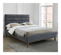 mayfair fabric king size bed in dark grey with oak wooden legs