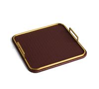 Mayfair Leather Tray | Vegan Leather Serving Tray with Handles, Living Room Decor, Decorative Organizer, Home Accent, Faux Leather Woven Texture