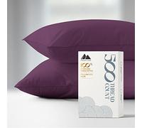 Mayfair Linen 100% Cotton Pillowcases Standard/Queen Size Set of 2-500 Thread Count Cotton Pillowcases, Ultra Soft Cool Sateen Weave Pillow Cases for Sleeping, Set of 2 Pillow Covers - Plum