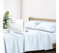 Mayfair Linen 100% Cotton Twin XL Sheet Set - 500 Thread Count Sheets Twin XL Size 3 PC Set (Light Blue), Soft, Cooling, Hotel-Quality 16" Deep Pocket Sateen Weave Cotton Bedsheet for Dorm Room