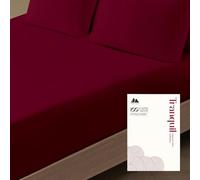 Mayfair Linen 100% Egyptian Cotton 800 Thread Count Double Fitted Sheet 16" Deep Heavy Duty Sateen All Around Elasticated Head/Foot Side Indicator Burgundy