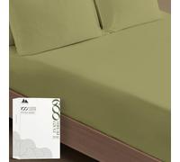 MAYFAIR LINEN 100% Egyptian Cotton Fitted Sheet Twin Size - 600 Thread Count 16" Deep Pocket Twin Fitted Sheet Only, Soft Cooling Elastic Bottom Sheet, Fits College Dorm Mattress - Sage Green