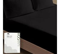 MAYFAIR LINEN 100% Egyptian Cotton Fitted Sheet Twin Size - 600 Thread Count 16" Deep Pocket Twin Fitted Sheet Only, Soft Cooling Sateen Elastic Bottom Sheet, Fits College Dorm Mattress - Black