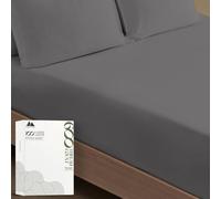 MAYFAIR LINEN 100% Egyptian Cotton Full Size Fitted Sheet Only - 600 Thread Count 16" Deep Pocket Full Size Fitted Sheet, Soft Cooling Sateen No Pop-Off Elastic Bottom Sheet for Adults - Dark Grey