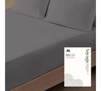 Mayfair Linen 100% Egyptian Cotton Full Size Fitted Sheet Only - Luxury 600 Series Voyage Collection 16" Deep Pocket Full Size Fitted Sheet (Dark Grey), Soft, Cooling Sateen Weave Hotel Bottom Sheets