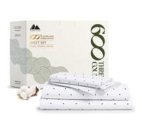 Mayfair Linen 100% Egyptian Cotton Printed Bed Sheets - 600 Thread Count 4 PC California King Sheet Set, Hotel Luxury Bedsheets, 16" Deep Pocket Cooling Sheets for Cal King Size Bed - Polka Dot - Navy