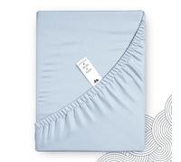 Mayfair Linen Fitted Sheet King Size - 100% Egyptian Cotton 500 Series Soulmate Collection 16" Deep Pocket Fitted Sheet King Cotton Only (Light Blue), Luxuriously Soft, Durable, Cooling Bottom Sheets