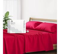 Mayfair Linen Hotel Collection Egyptian Cotton 500 Thread Count 4 Piece Sheet Set (1 Flat Sheet 1 Fitted Sheet And 2 Pillow Cases) Full Red