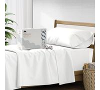 Mayfair Linen Twin Sheet Set - 500 Thread Count 100% Cotton, 3 PC Twin Sheets, Cooling & Luxury Sateen, Dorm Rooms & Adults, Deep Pockets Easy Fit, Cotton Sheets (White)