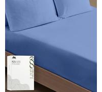 MAYFAIR LINEN Twin XL Fitted Sheet Only - 100% Egyptian Cotton 600 Thread Count Deep Pocket Fitted Sheet Twin XL, Cooling Sateen Elastic Bottom, Fits College Dorm Mattress - Deep Blue