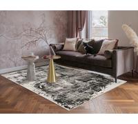 Desire Rugs Mayfair Living Room Area Rug Metallic Sheen Contemporary Modern Canvas Design - Black 200Cm X 290Cm, Black