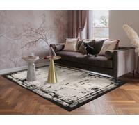 Desire Rugs Mayfair Living Room Area Rug Metallic Sheen Contemporary Modern Frame Design - Black 160Cm X 230Cm, Black