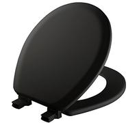 Mayfair Molded Wood Toilet Seat with Easy Clean & Change Hinges and STA-TITE Seat Fastening System, Round, Black, 41EC 047