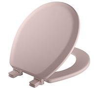Mayfair Molded Wood Toilet Seat with Easy Clean & Change Hinges and STA-TITE Seat Fastening System, Round, Pink, 41EC 023