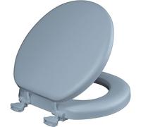 Mayfair Padded Toilet Seat, Cushioned Soft Vinyl Over Wood Core Seat, Secure Hinges, Easy Clean, Round, Sky Blue