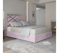 Mayfair Upholstered Soft Velvet Metal Pink Bed Frame