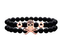 Mayfaith 2Pcs Skull Jewelry Charm - Black Matte Agate Zircon Bracelet, Men's and Women's Elastic Bracelet,Gift for Birthdays and Parties YA4723, One Size, Stone, Cubic Zirconia