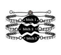 Mayfaith 3Pcs Fashion Elegant Love Heart Puzzle Bracelet, Exquisite Women's Zircon Tennis Adjustable Bracelet, Mother's Day Gift for Family, Yourself, and Girlfriend, Adjustable, Brass, Cubic Zirconia