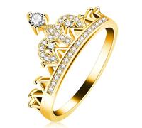Mayfaith European and American Fashionable Platinum/gold Crown Women's Ring, Personalized Inlaid with Zircon Women's Ring, The Best Gift for Engagement and Wedding Y1227, 4 UK, Crystal, Cubic Zirconia