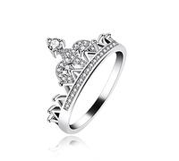 Mayfaith European and American Fashionable Platinum/gold Crown Women's Ring, Personalized Inlaid with Zircon Women's Ring, The Best Gift for Engagement and Wedding Y1227, 8 UK, Crystal, Cubic Zirconia