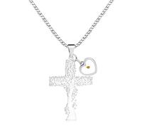 Mayfaith European and American Hip-hop Style Titanium Steel Cross Necklace, Paired with Different Mustard Seed Men's Necklaces, Gifts for Husbands, Boyfriends, Fathers, and Brothers, One Size