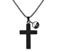 Mayfaith European and American Hip-hop Style Titanium Steel Cross Necklace, Paired with Different Mustard Seed Men's Necklaces, Gifts for Husbands, Boyfriends, Fathers, and Brothers, One Size