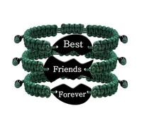 Mayfaith Exquisite Popular Love Heart Puzzle Adjustable Bracelet, 3pcs Stainless Steel Carved Best Friends Forever Handwoven Bracelets Set for 3 Women Sisters, Christmas Birthday Party Gifts YA4119