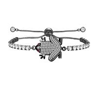 Mayfaith Fashion Fine Frog Inlay Shiny Zircon Charm Bracelet, Women's Push Pull Tennis Bracelet, Gift for Mother, Sisters, Girlfriend YA4805, Adjustable, Brass, Cubic Zirconia