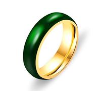 Mayfaith Fashionable and Minimalist Dark Green Chalcedony Enamel Ring, Personality Couple Titanium Steel Ring, The Best Gift for His/her on Valentine's Day and AnniversaryYA4405, 7 UK, Stainless Steel