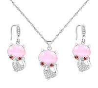 Mayfaith Fashionable and Minimalist Pendant Necklace and Earring Set with Various Shapes, Women's Zircon Set, Gift for Family and Friend on New Year and Valentine's Day Y4447-Y4448, Brass, Cubic