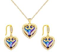 Mayfaith Fashionable and Minimalist Pendant Necklace and Earring Set with Various Shapes, Women's Zircon Set, Gift for Family and Friend on New Year and Valentine's Day Y4447-Y4448, Brass, Cubic