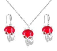 Mayfaith Fashionable and Minimalist Pendant Necklace and Earring Set with Various Shapes, Women's Zircon Set, Gift for Family and Friend on New Year and Valentine's Day Y4447-Y4448, Brass, Cubic