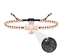 Mayfaith Fashionable and Minimalist Zircon Four Clover Projection 100 Languages of I Love You Copper Bead Bracelets, A Gift for Family, Best Friends, and Oneself on Mother's Day YA4673, Adjustable