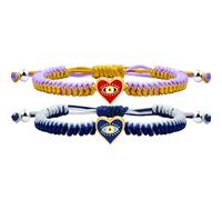 Mayfaith Fashionable and Versatile 2 Pieces Love Heart Devil's Eye Couple Bracelet, Two Tone Polyester String Rope Handwoven Adjustable Bracelet, Gift for Best Friends, Girlfriends, and Family