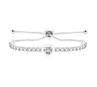 Mayfaith Fresh and Simple Sliding Adjustable Tennis Zircon Bracelet, Versatile and Fashionable Women's Love Zircon Bracelet, The Best Gift for Birthdays and Parties, Adjustable, Brass, Cubic Zirconia