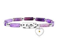 Mayfaith Heart Mustard Seed Charm Elastic Cord Strand Bracelet for Christian, Religious Rectangular Bar Stone Beaded Faith Bracelet for Women YA4856, One Size, Stone, Cubic Zirconia