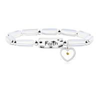 Mayfaith Heart Mustard Seed Charm Elastic Cord Strand Bracelet for Christian, Religious Rectangular Bar Stone Beaded Faith Bracelet for Women YA4856, One Size, Stone, Cubic Zirconia