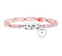 Mayfaith Heart Mustard Seed Charm Elastic Cord Strand Bracelet for Christian, Religious Rectangular Bar Stone Beaded Faith Bracelet for Women YA4856, One Size, Stone, Cubic Zirconia