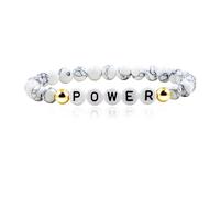 Mayfaith Inspirational POWER/MAMA/LOVE/BELIEVE Bracelet, 6mm White/pink/Candy Color Natural Stone Stretch Motivational Uplifting Jewelry Gift for Men Women, Adjustable, Stone, no gemstone